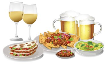 Bira ve şarapla nefis Meksika yemekleri