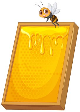 Bir arı bal dolu bir çerçevede oturur.