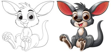 Büyük kulakları ve gözleri olan sevimli çizgi film hayvanı.