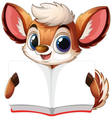 Sevimli yaratık coşkuyla kitap okuyor.