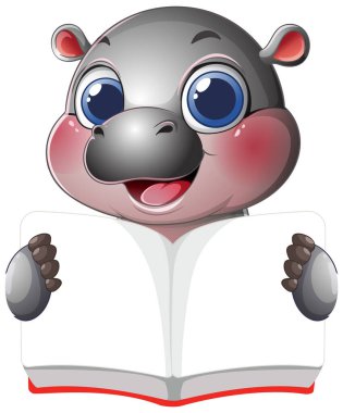 Su aygırı karakteri açık bir kitap tutuyor.