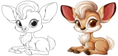 Kocaman gözleri ve tüylü kuyruğu olan sevimli bir geyik yavrusu.