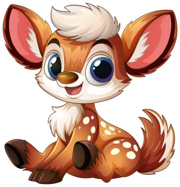 Kocaman gözleri ve benekleri olan sevimli bir bebek geyik.