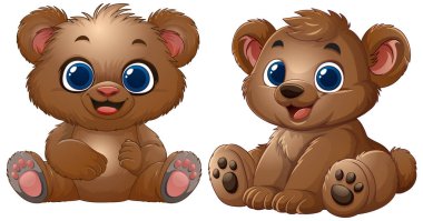 Büyük mavi gözlü iki sevimli bebek ayı.