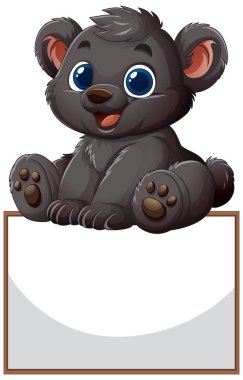 Sevimli çizgi film ayısı neşeli bir ifadeyle