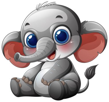 Kocaman gözleri ve kulakları olan sevimli bir bebek fil.