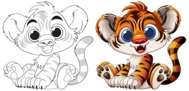 Renkli ve özet sürümlü şirin kaplan yavruları