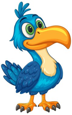 Geniş gözlü, parlak gagalı, neşeli ve kaprisli bir karikatür boynuz gagasının canlı vektör çizimi