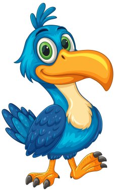 Büyük gözleri ve parlak renkleri olan, neşeli ve kaprisli tasarımı olan bir karikatür boynuz gagasının canlı vektör çizimi