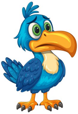 Geniş gözlü ve parlak gagalı bir boynuz gagasının canlı vektör çizimi. Kalın renkler ve temiz çizgiler içeren oyuncu stili