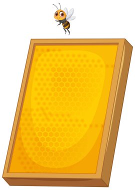 Bal dolu bir çerçevenin üzerinde uçuşan bir arı