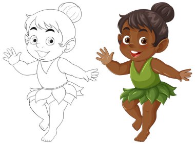 Canlı renkleri ve neşeli duruşu olan büyüleyici bir peri. Çok yönlü kullanım için hem renkli hem de özet sürümleri içerir