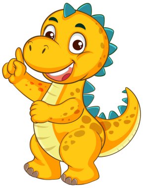 Canlı renkleri ve arkadaş canlısı ifadesiyle parlak, eğlenceli dinozor çizimi. Çocuk medyası ve eğitim materyalleri için ideal