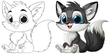 Kocaman gözleri ve tüylü kuyruğu olan sevimli yavru tilki.