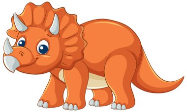 Çocuk medyası için ideal, canlı renkleri ve pürüzsüz çizgileri olan vektör stili parlak, eğlenceli triceratops illüstrasyonuName