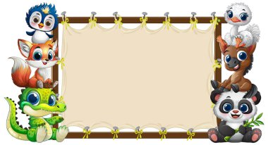 Sevimli hayvanlar yaratıcılık için boş bir tuval çerçeveler.