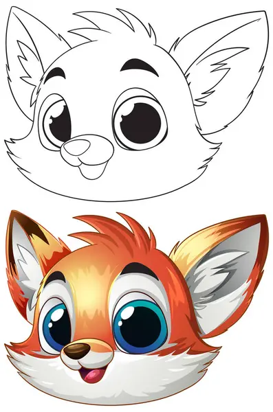 Büyük anlamlı gözleri olan sevimli çizgi film tilkisi.