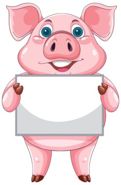 Boş işareti olan sevimli bir domuz karakteri.