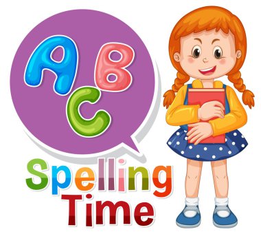 Elinde renkli ABC harfleriyle eğitim temalarını destekleyen bir kızın parlak vektör çizimi