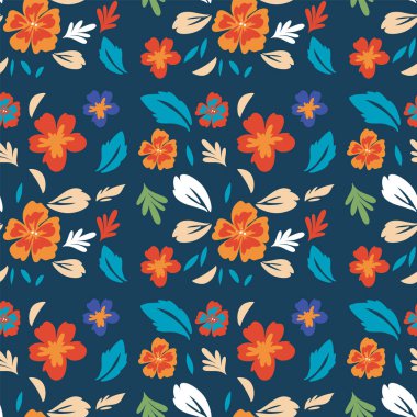 Canlı çiçekler ve koyu arkaplanda yapraklar