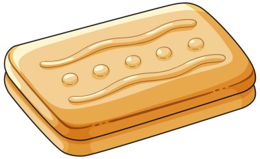 Vektör stilinde gösterilmiş altın dikdörtgen kurabiye kabartmalı dalgalı çizgiler ve noktalar, yumuşak gölgeler ve temiz hatlar