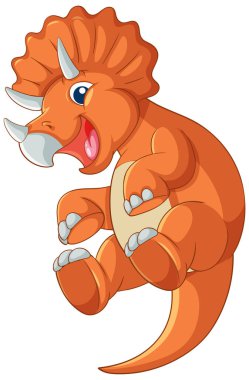 Neşeli triceratops 'un neşeli bir pozdaki parlak vektör çizimi. Canlı renkler ve düz çizgiler onun canlı görünümünü artırır.