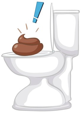 Beyaz tuvalette ünlem işareti, vektör illüstrasyonu, temiz arka plan, basit gölgeleme.