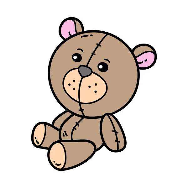 Vector Icon Illustration Doodle Teddy Bear Baby Toy — Stock Vector