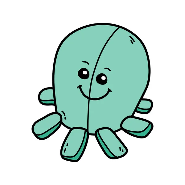 Vektor Symbol Illustration Von Doodle Baby Plüsch Oktopus — Stockvektor