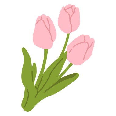 Vector illustration of cute doodle spring flower tulips for digital stamp,greeting card,sticker,icon,design