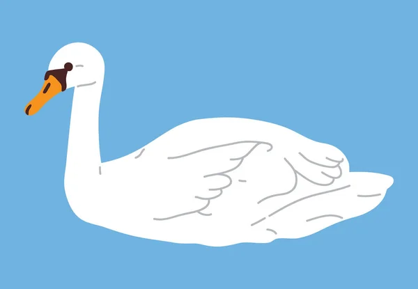 Vector Illustration Cute Cartoon Swan Digital Stamp Greeting Card Sticker — Stock Vector