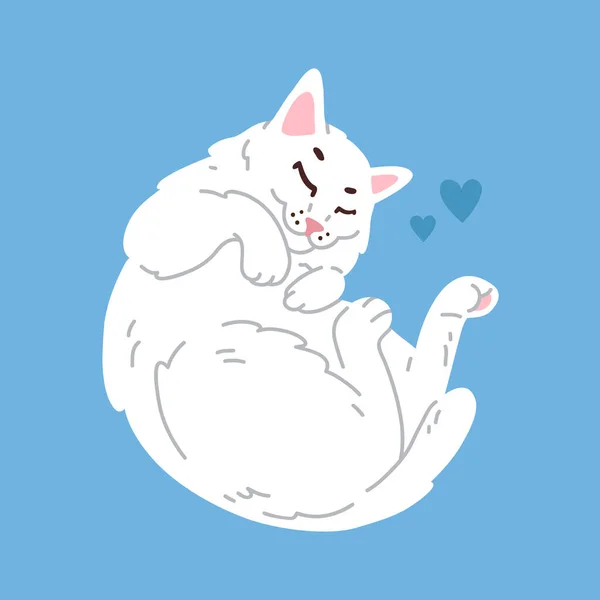 일러스트귀여운 고양이가 디지털 우표를 인사말 스티커 아이콘 — 스톡 벡터