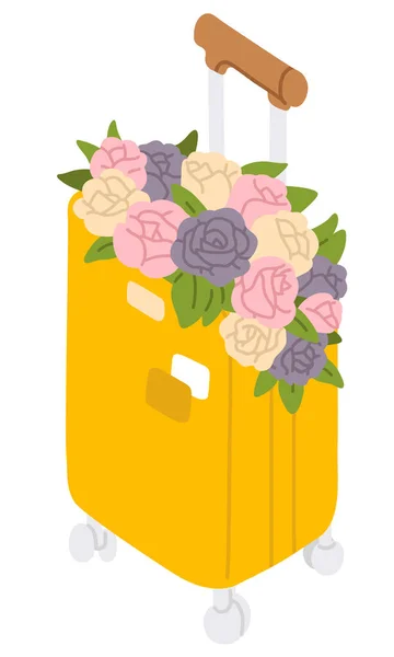 Vektorillustration Von Niedlichen Cartoon Koffern Und Blumen Darauf Für Digitalen — Stockvektor
