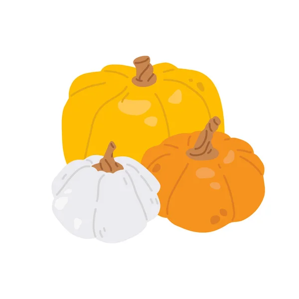 Vector Set Three Pumpkins Different Colors Shapes Halloween Design — Stock Vector
