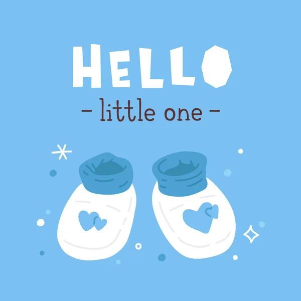 Ένα Μπλε Διανυσματικό Φόντο Λέξη Γεια Σου Μικρούλα Πάνω Του — Διανυσματικό Αρχείο