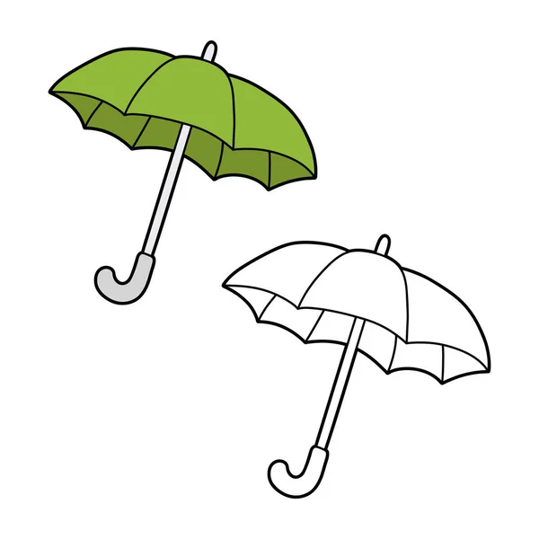 Ilustración Vectorial Para Colorear Página Paraguas Dibujos Animados Con Ejemplo — Vector de stock