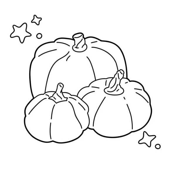 Black White Vector Illustration Cartoon Pumpkins Coloring Book — Stock Vector