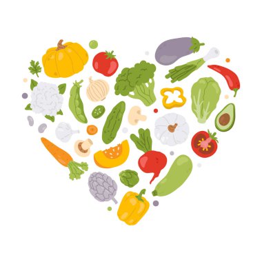 Bir vektör karikatür sebze kalbi.