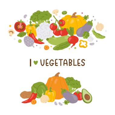 Vektör karikatür sebzelerinin bileşimi