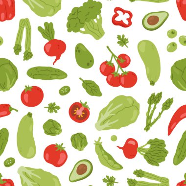 Yüzey deseni tasarımı için sebzeli vektörsüz arkaplan deseni 