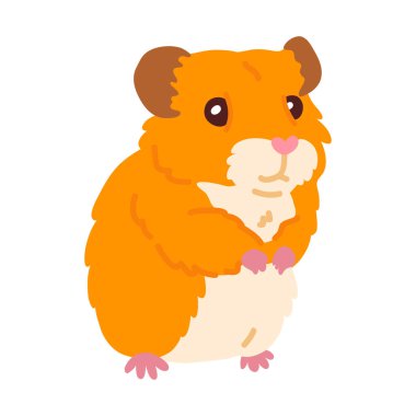 Dijital damga, tebrik kartı, etiket, simge, tasarım için sevimli karalama bebek hamster