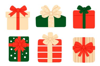 Dijital damga, tebrik kartı, çıkartma, simge, tasarım için karalama Noel hediyelerinin vektör çizimi