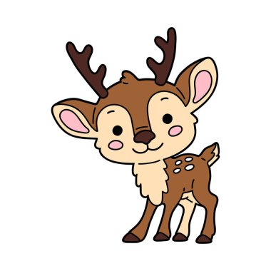 Çocuklar için sevimli çizgi film geyik karakteri ve hurda kitabının vektör çizimi