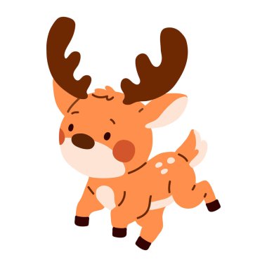 Çocuklar için sevimli çizgi film geyik karakteri ve hurda kitabının vektör çizimi