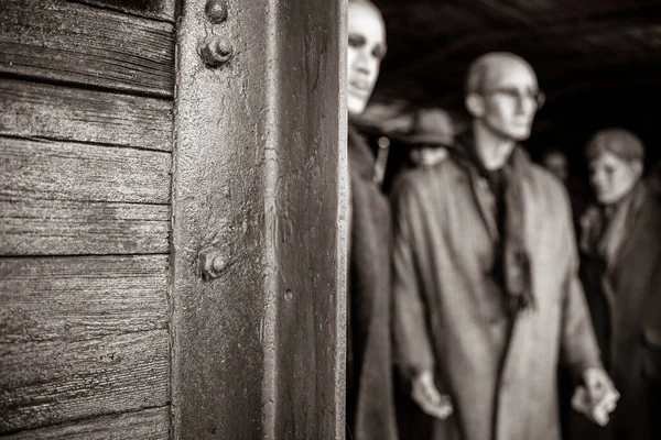 Dünya Savaşı Nın Nazi Döneminde Toplama Kamplarına Giden Trenin Vagonları — Stok fotoğraf