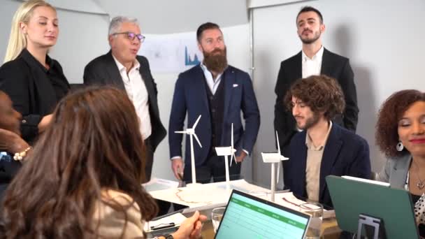 Multi Ethnic Multicultural Business People Working Together Sustainable Innovation Project — Vídeo de Stock