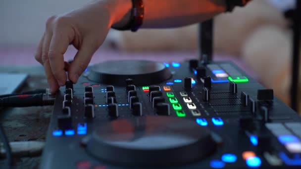 Mixing Music Outdoor Beach Night Party Festival Close Sound Mixer — Video