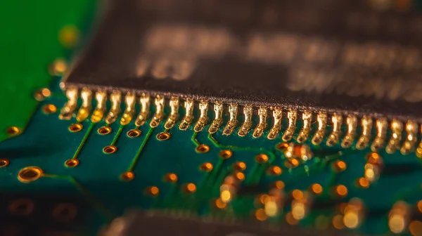 Bakgrundsbild Struktur Moderkort Digitala Mikrochips Närbild — Stockfoto
