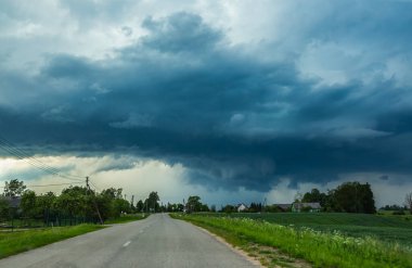 Severe thunderstorm clouds, landscape with storm clouds, severe weather