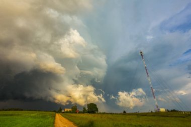 Severe thunderstorm clouds, landscape with storm clouds, severe weather